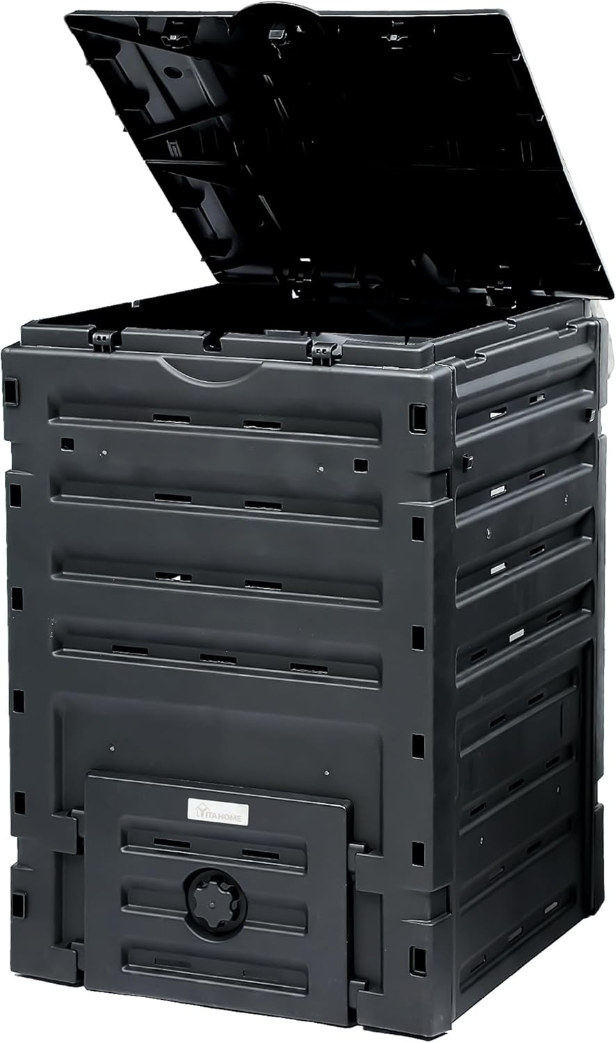 YITAHOME 120 Gallon (450L) Large Outdoor Compost Bin, Composter Box with Snap-on Top Lid and Aeration System, Lightweight Garden Compost Barrel Tumbler, Easy Assembly