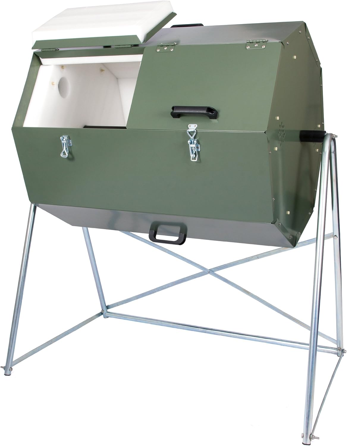 Jora Composter JK 270 – Outdoor Dual Chamber Compost Tumbler – 70 Gallon – Galvanized Steel Construction