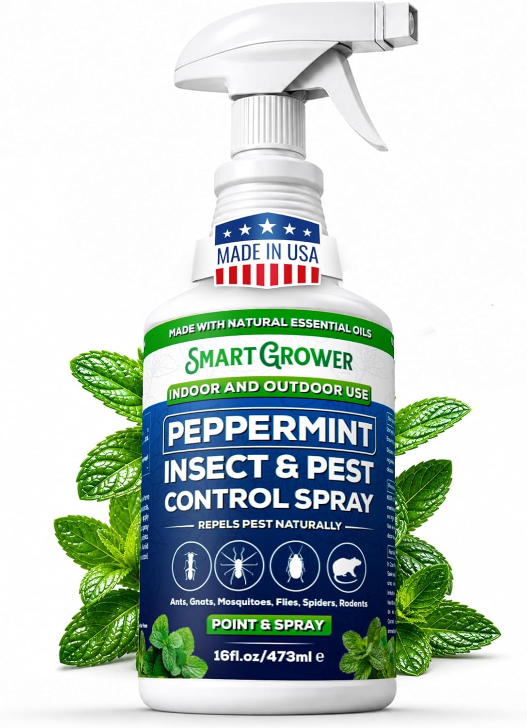 Peppermint Oil Spray for Insects, Pests, Rodents, Mice, Bugs, Spiders, Ants & Wasps – All Natural Pest Control Repellent for Home, Indoor, Outdoor, Garden, Maximum Strength, Ready-to-Use, 16 FL OZ