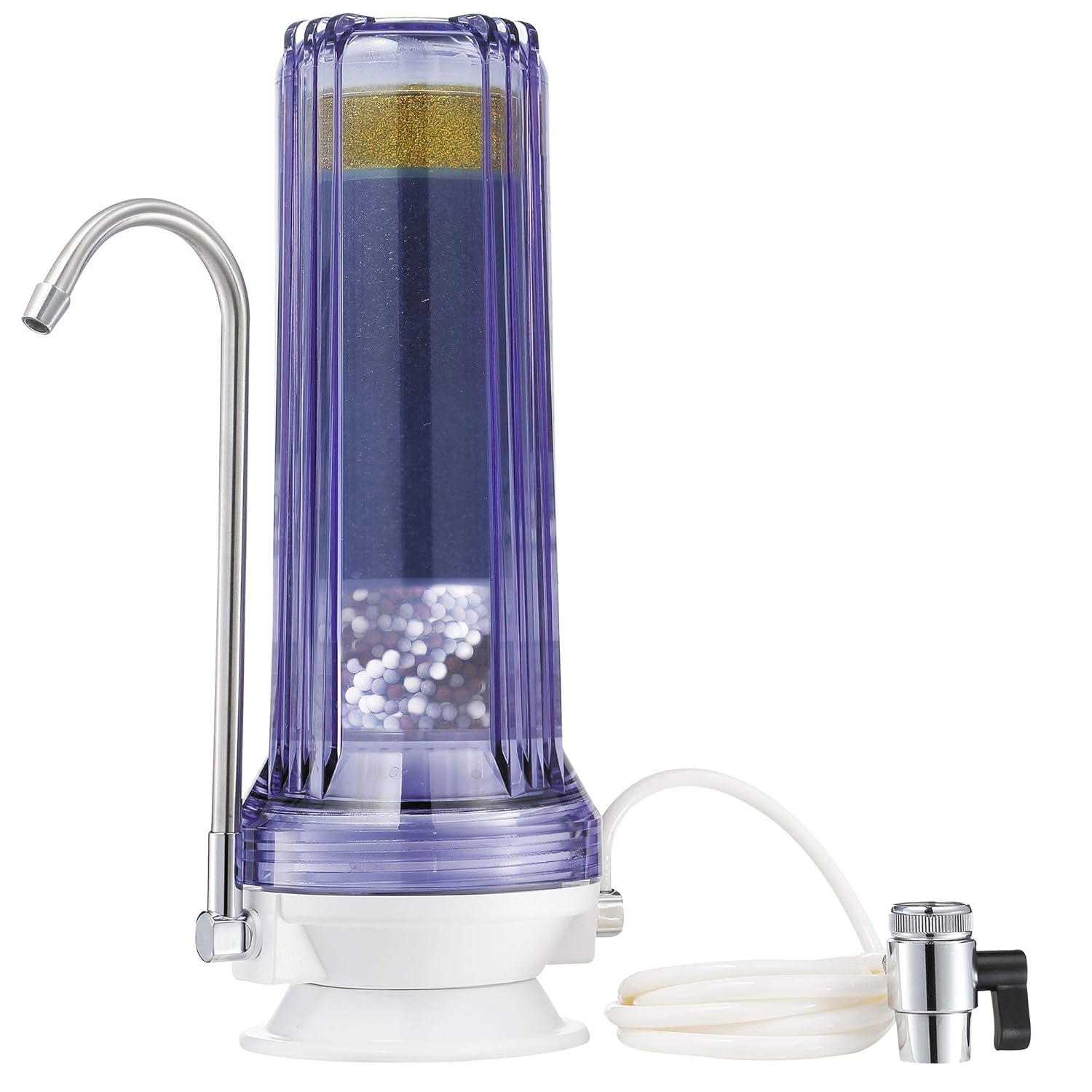 NU Aqua Countertop Water Filter System – 8 Stage Alkaline w/Faucet – Over The Counter Top Drinking Water Purifier Filtration & Dispenser for Kitchen Sink – 120-Day Trial – Filtros de Agua para Tomar
