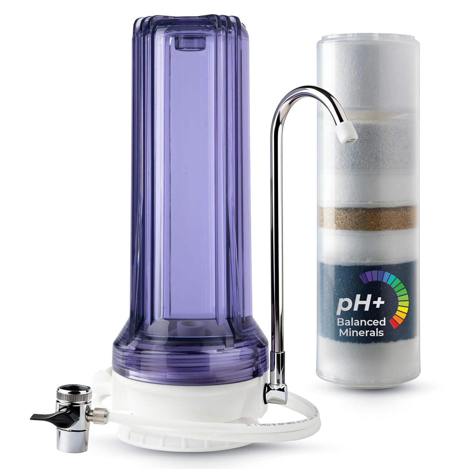iSpring CT10-CL 7-Stage Countertop Water Filter System, pH-Balanced, Reduces Heavy Metals, VOCs, Chloramines, Lead, Bad Odor, and Chlorine, Up to 12 Months, 2.5″ x 10″, Clear (Filter Included)
