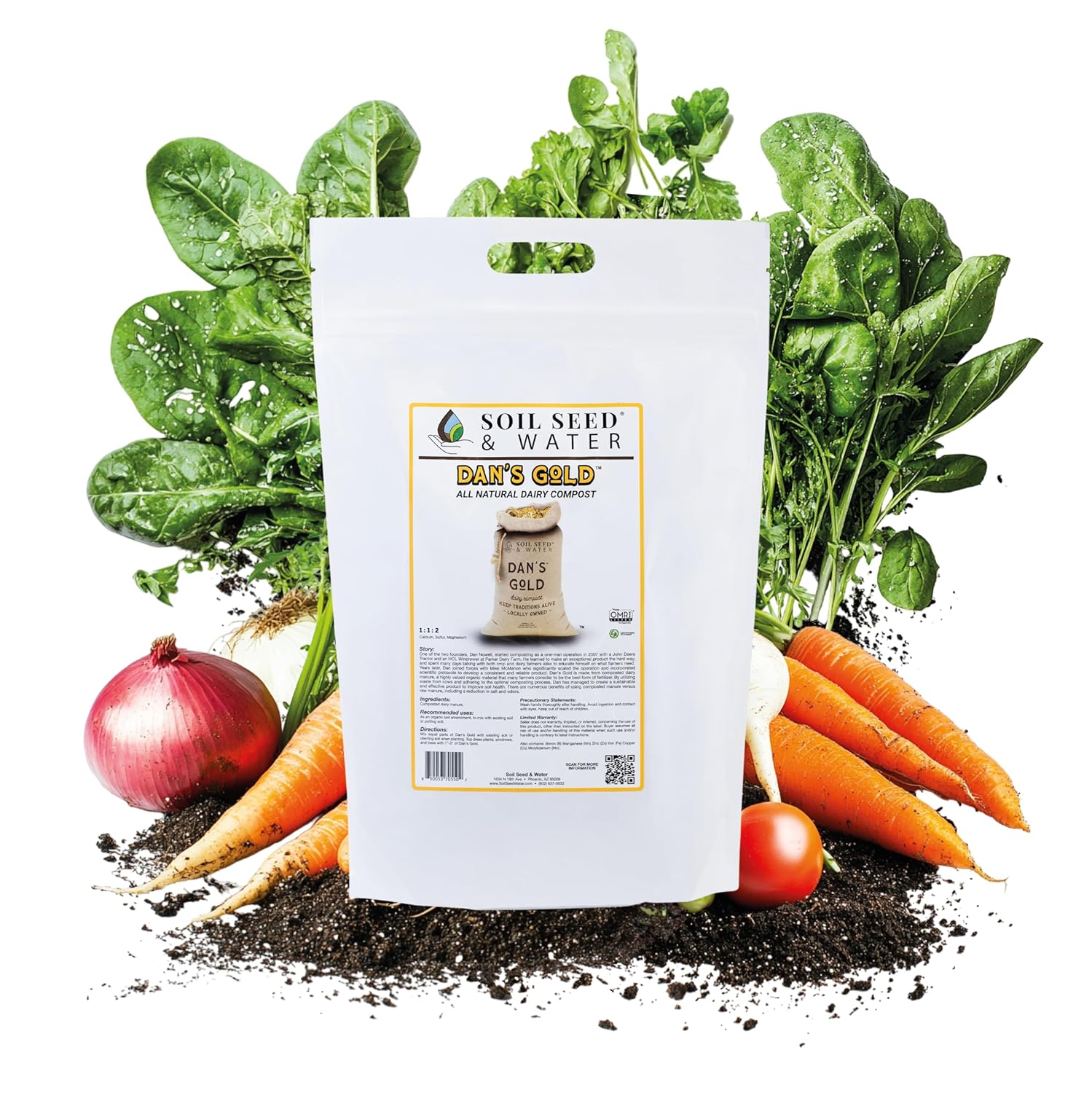 Soil Seed & Water Dan’s Gold Organic Dairy Compost – Rich, Aged Compost for Garden Beds, Raised Beds & Soil Enrichment