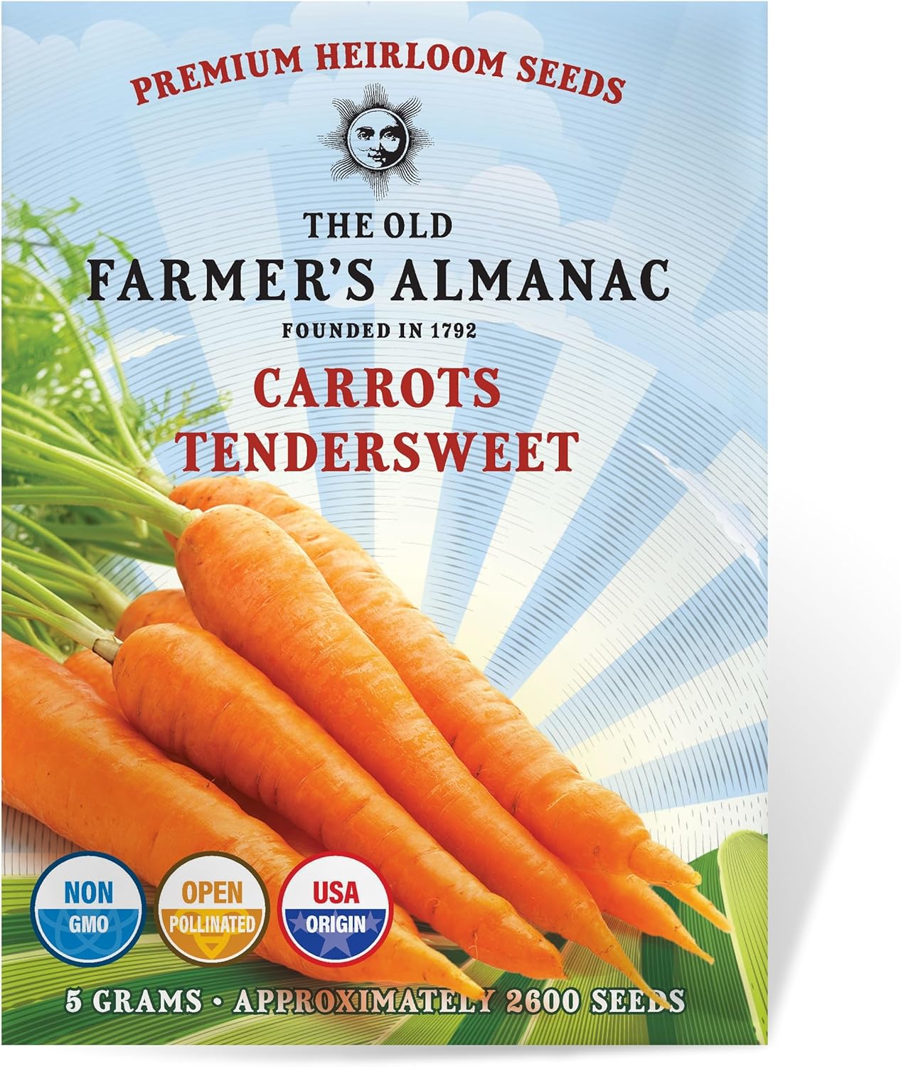 The Old Farmer’s Almanac Heirloom Carrot Seeds (Tendersweet) – Approx 2600 Seeds – Non-GMO, Open Pollinated
