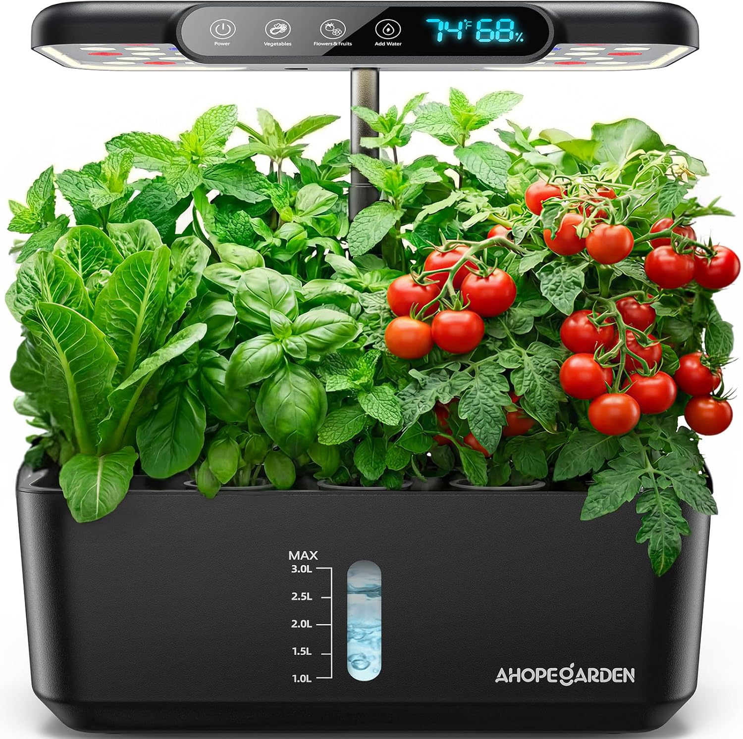 Ahopegarden Hydroponics Growing System Herb Garden: 10 Pods Indoor Garden Kit with LED Grow Light and Smart Temp & Humidity Display – Plant Germination Kit for Home Kitchen