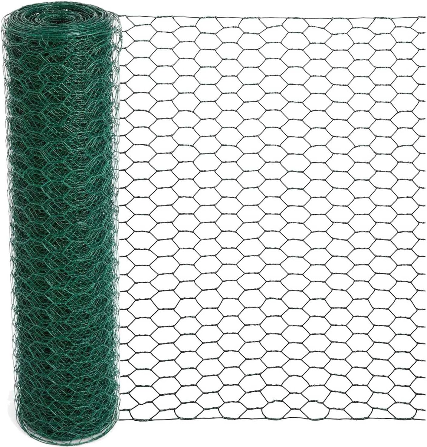 Mklsit Chicken Wire for Floral Arrangements, 15.7 x 157 Inches Green Mesh, 0.6 Inch Hexagonal Galvanized PVC Coated Netting Fence for Crafts, Poultry, Garden