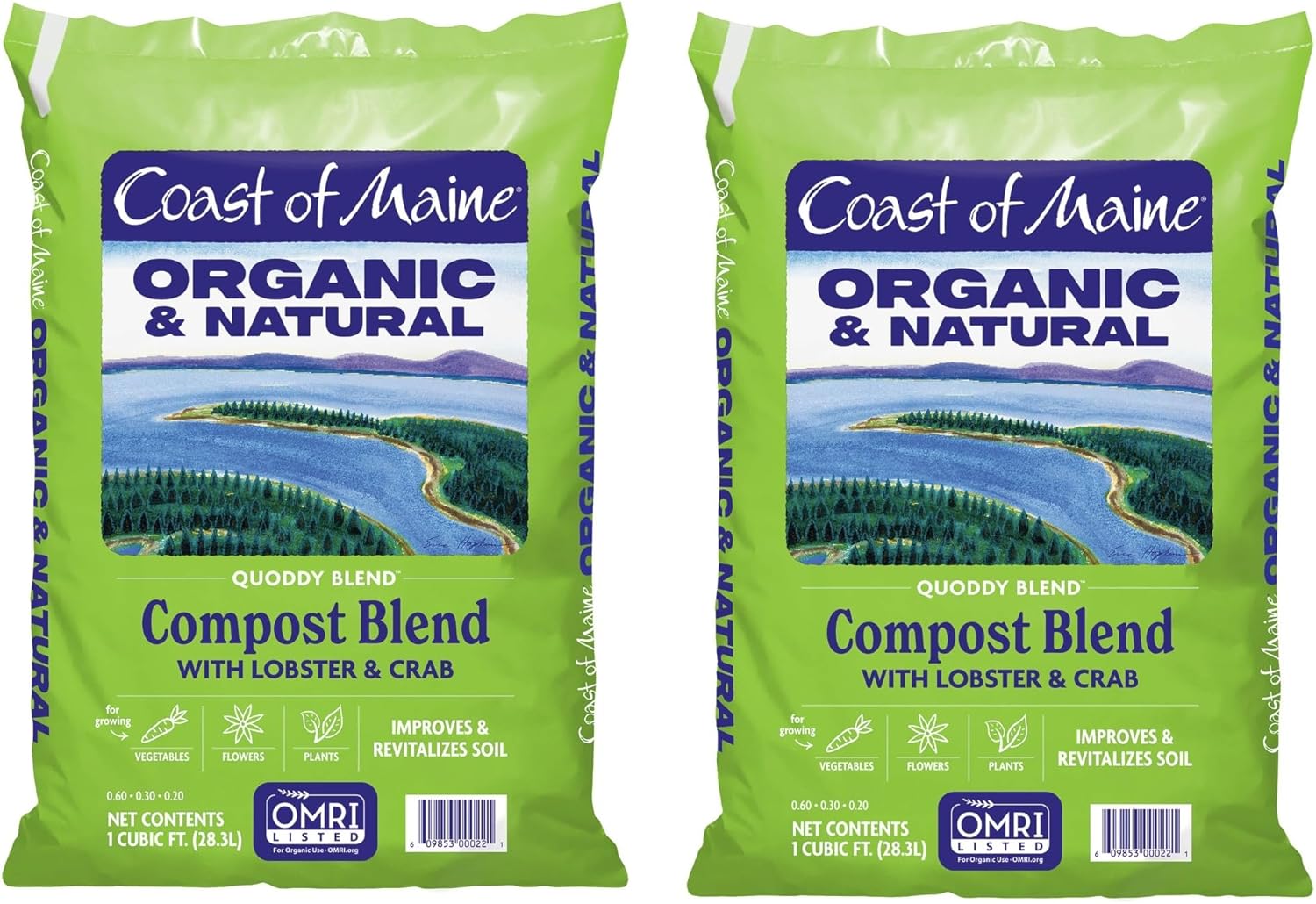 Coast of Maine Quoddy Blend, 1 cu ft (Pack of 2) Organic and Natural Compost Blend with Lobster and Crab – Improves and Revitilizes Soil