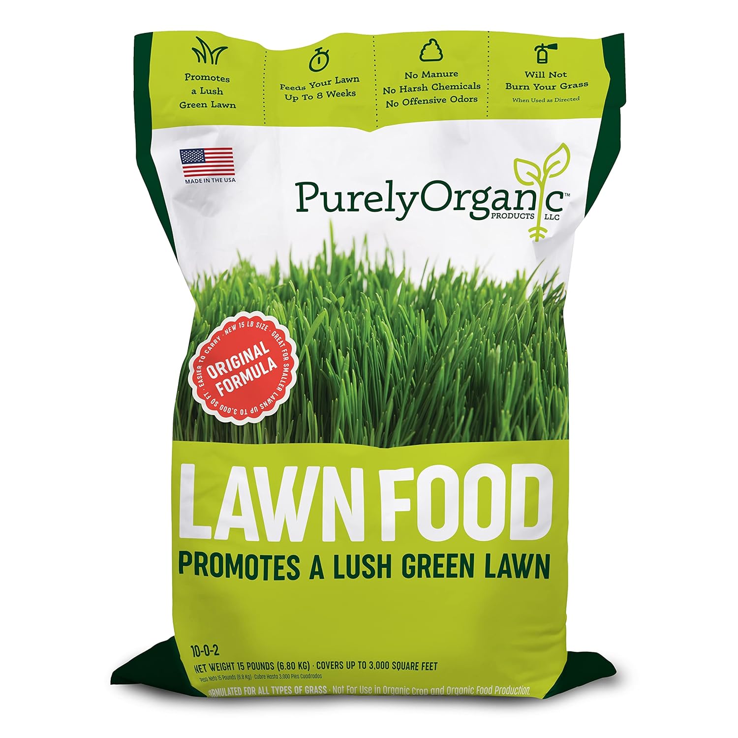 Purely Organic Products Lawn Food 10-0-2, 15 LB (Covers 3,000 Square Feet)