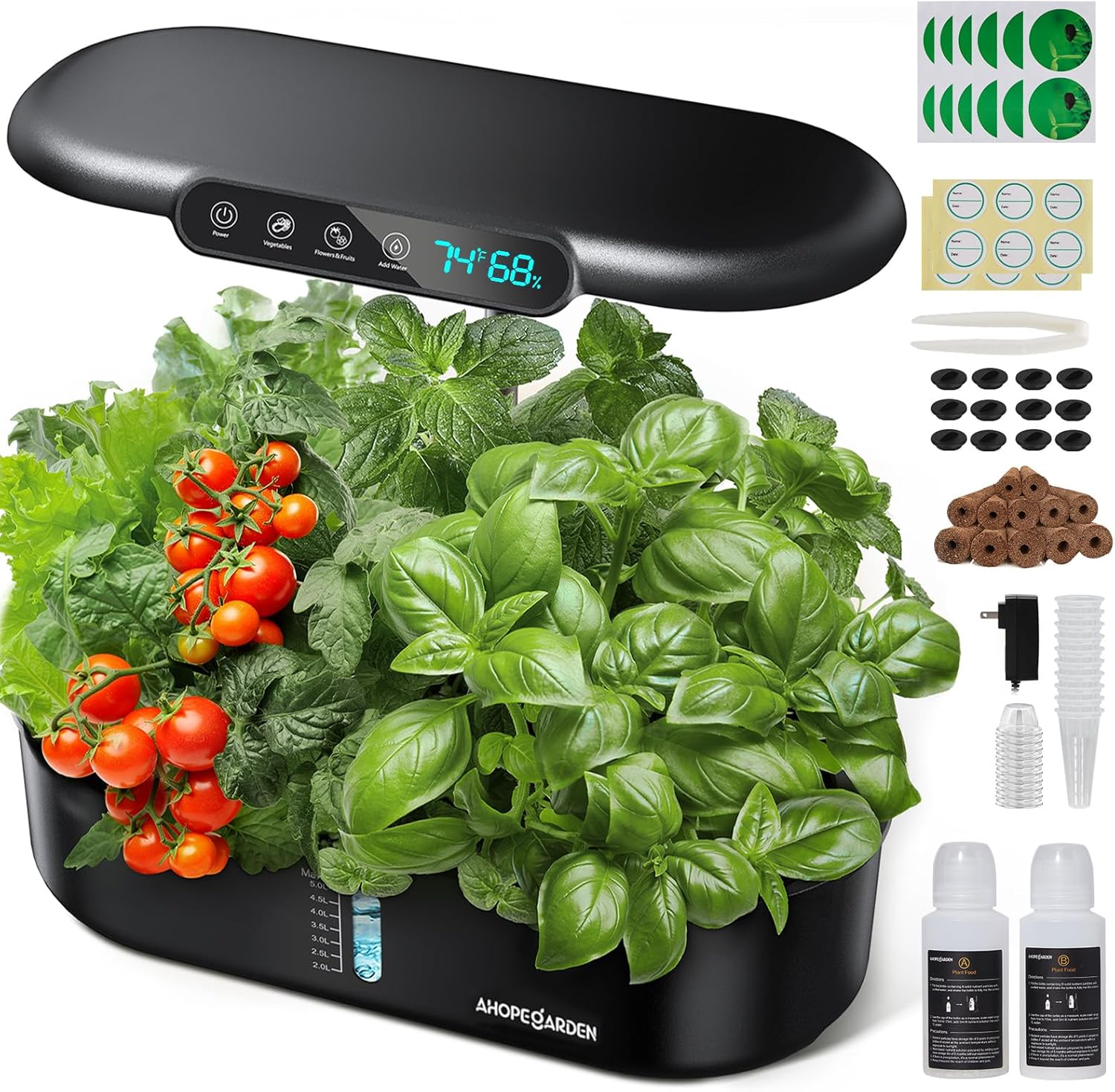 Ahopegarden Hydroponics Growing System kit: 12 Pods Indoor Herb Garden with Smart Environmental Detection – Full Spectrum LED Grow Light for Growing Vegetables，Herbs and Lettuce – Home Gardening