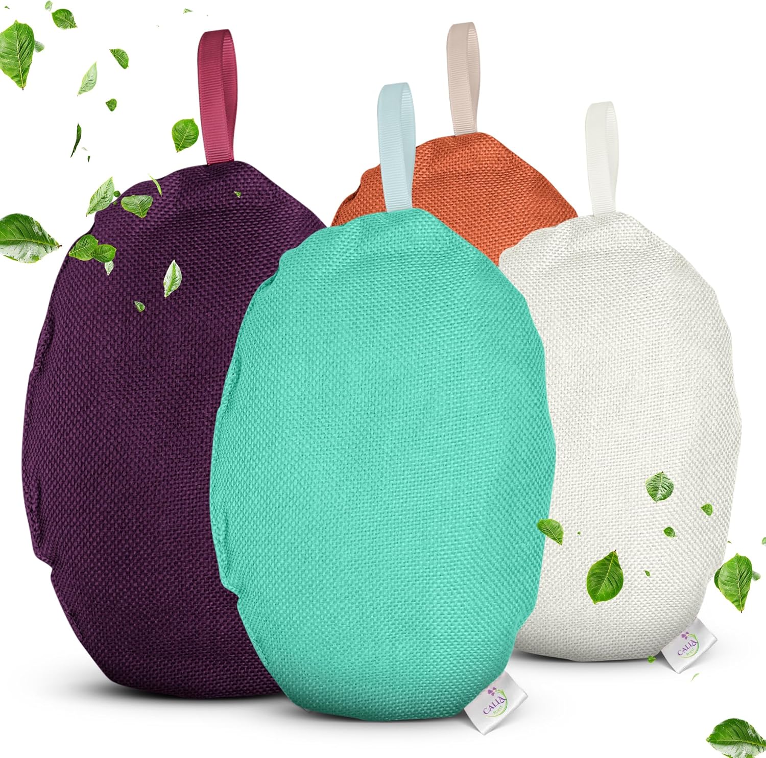 4 Pack Bamboo Charcoal Air Purifier Bags 200 Grams Each – Odor Absorber for Home, Car, Pets, Activated Charcoal Natural Freshener, Eco-Friendly & Reusable (Oval Shape)