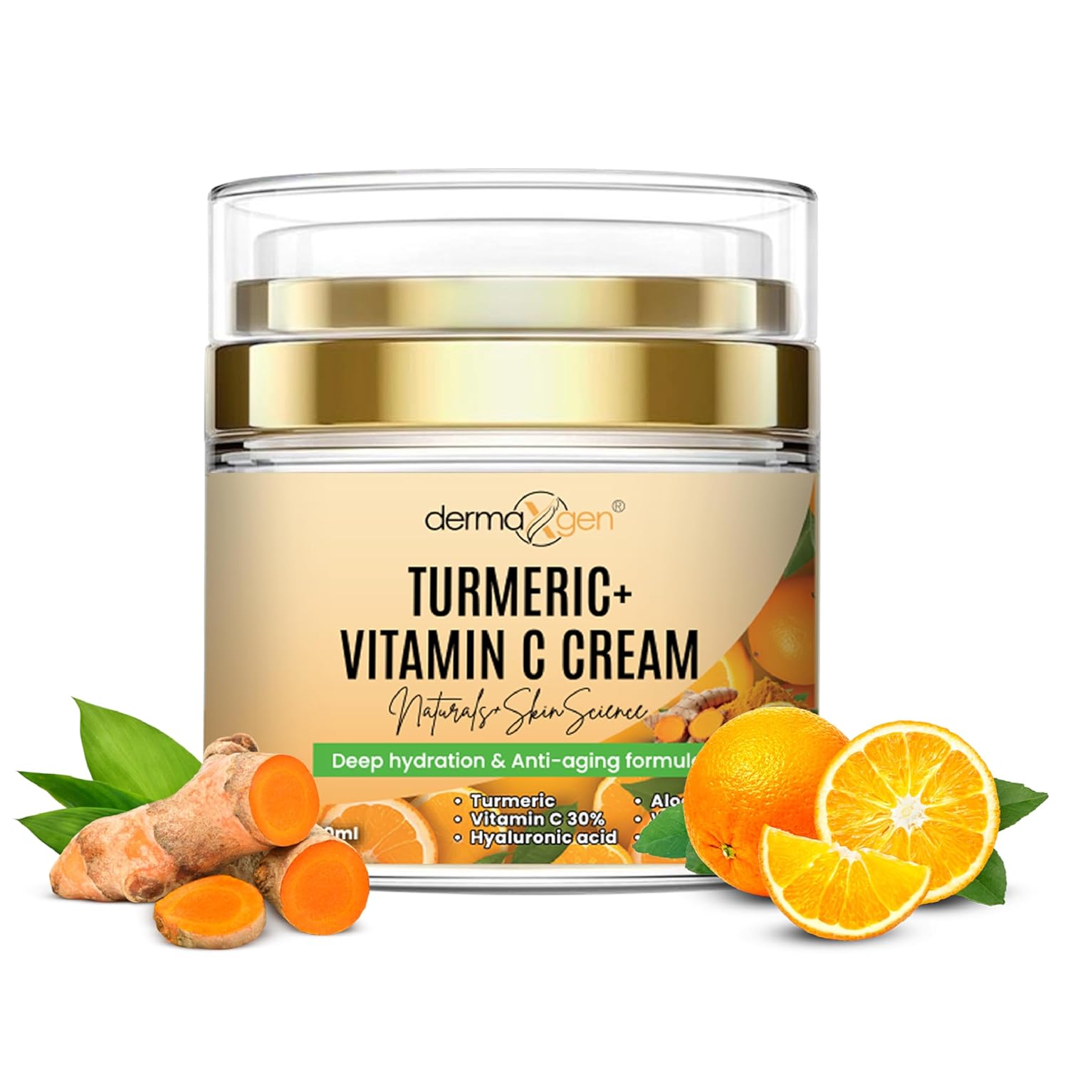 Turmeric Face Cream + 30% Vitamin C Glow Boosting Moisturizer & Skin Repairing, Hydrating with Organic Ingredients Anti-Aging Facial Cream, Normal, Dry, Oily & Combination Skin – 1.7 FL OZ