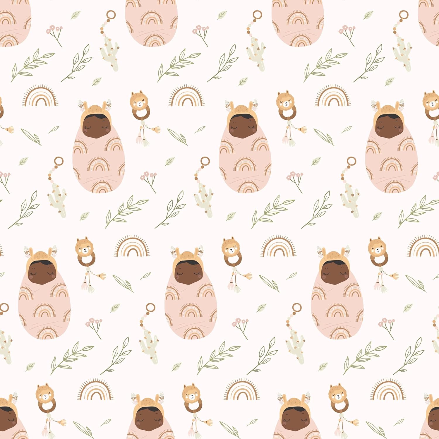 Waterleaf Paper Co. 100% Dissolvable Wrapping Paper, Baby & Llama Designs, Premium Baby Gift Wrap, Sustainable, Zero-Waste (10 Sq Ft, Cocoa Baby & Llama)