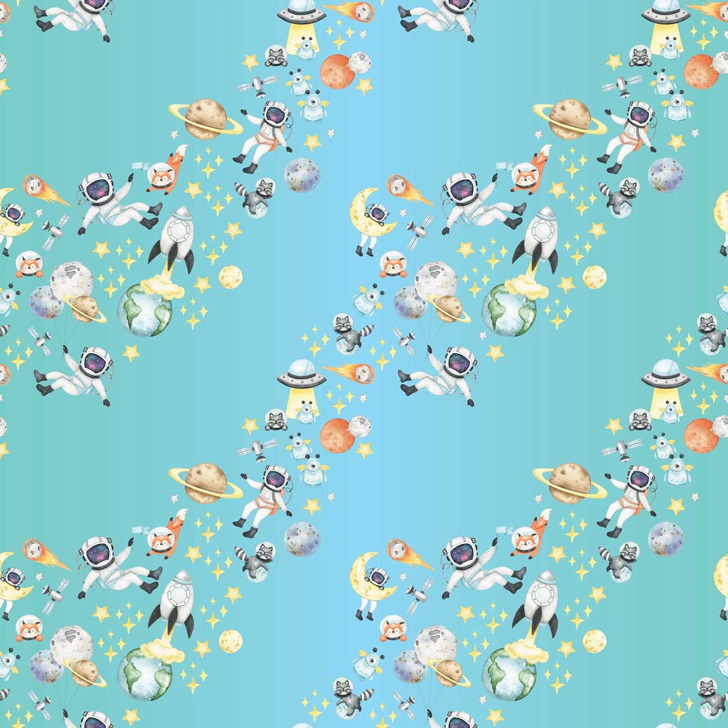 Waterleaf Paper Co. 100% Dissolvable Wrapping Paper, Space Designs, Premium Seasonal Gift Wrap, Sustainable, Zero-Waste (16 Sq Ft, Caught in a Space Ride)