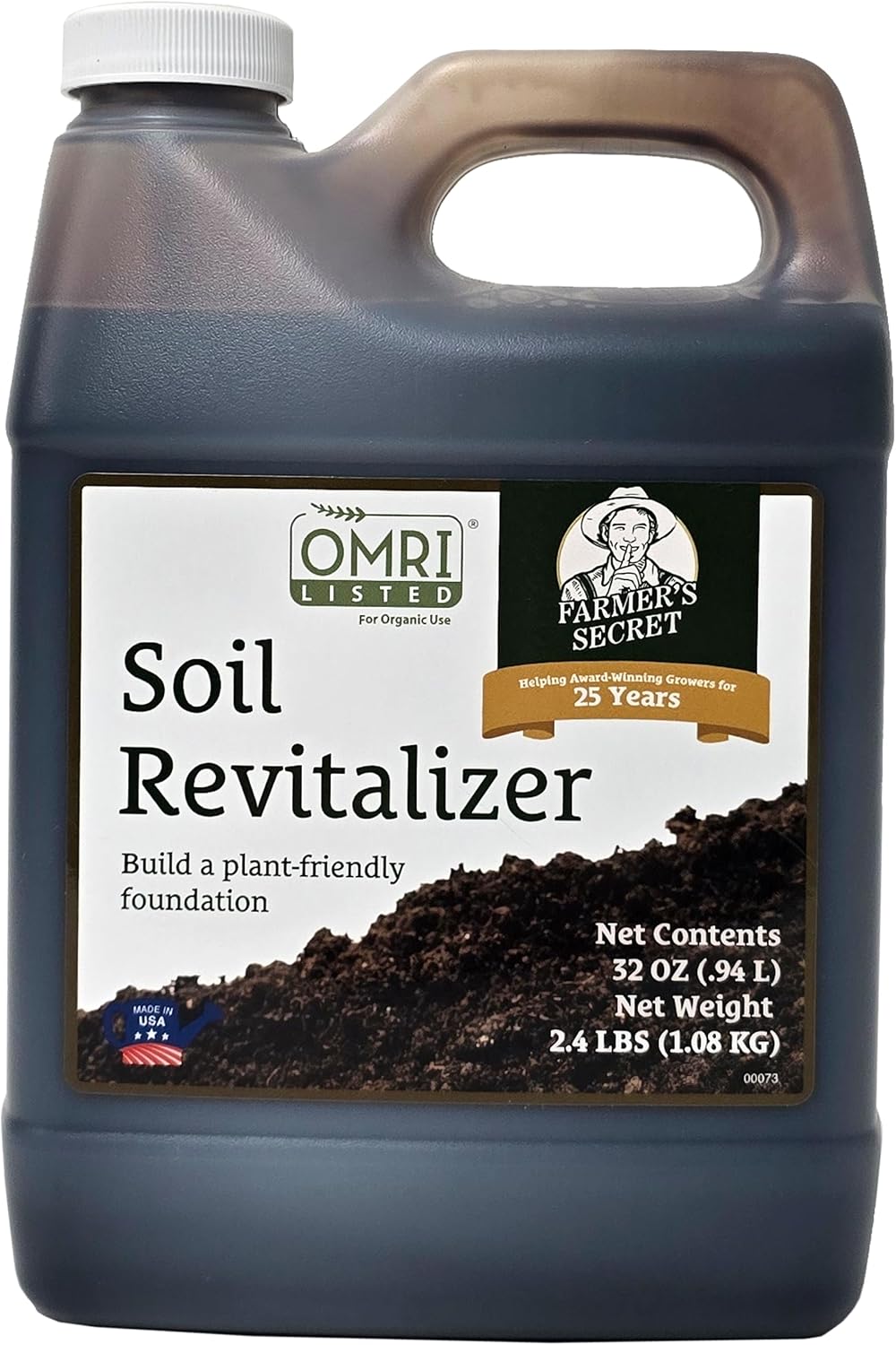 Farmer’s Secret Soil Revitalizer (32oz) – Organic (OMRI Listed) Dirt Health Booster – Liquid Compost Soil Amendment – Activated Humic Acid – Great for Fall/Spring Application