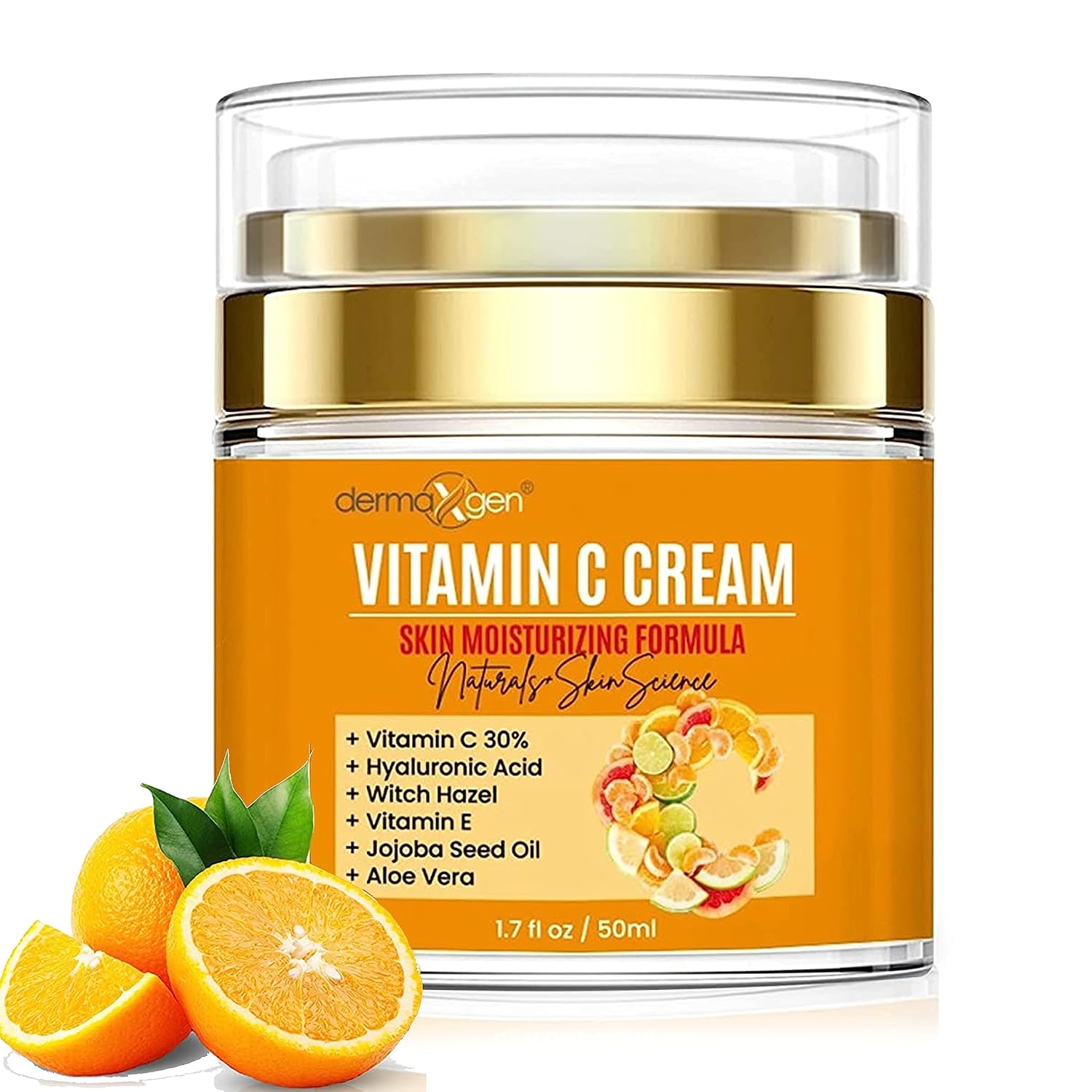 Organic Vitamin C Cream for Face – Deep Hydration Vitamin C Face Moisturizer with Hyaluronic Acid and Vitamins C & E – Anti-Aging Formula to Reduce Wrinkles and Fine Lines – 1.7 Fl Oz