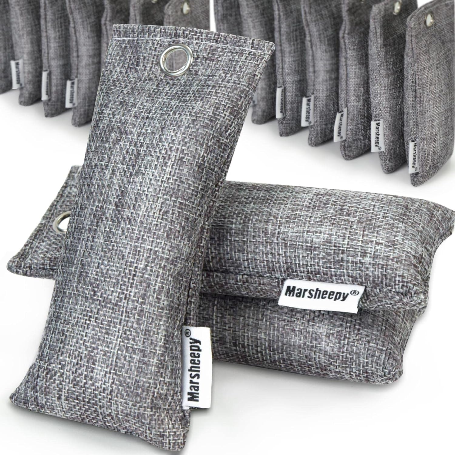 Marsheepy 24 Pack Charcoal Shoe Deodorizer Bags, Bamboo Charcoal Air Purifying bags, Odor Absorber, Odor Eliminator for shoes, Home, Closet, Pet（24X50g）