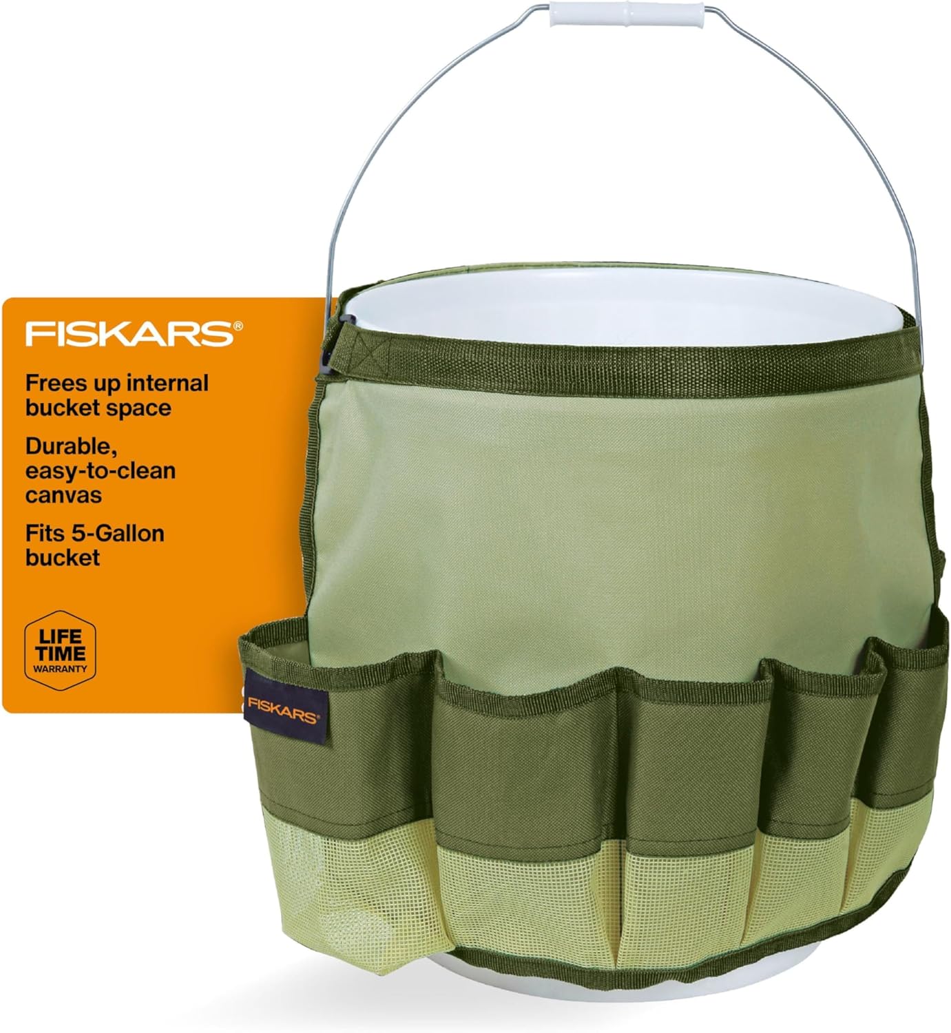 Fiskars Garden Tool Bucket Caddy 5 Gal, (Bucket and Tools Not Included)