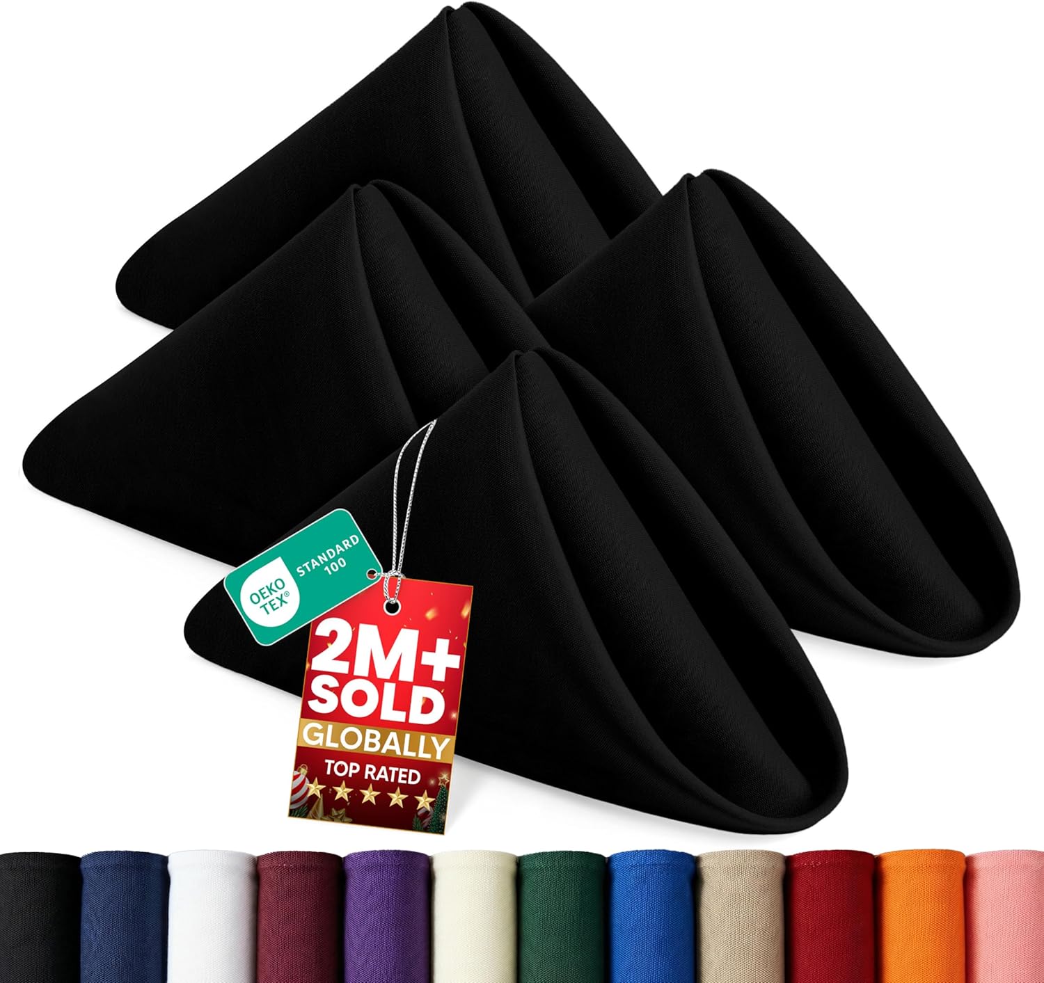 Utopia Home [24 Pack, Black] Cloth Napkins 17×17 Inches, 100% Polyester Dinner Napkins with Hemmed Edges, Washable Napkins Ideal for Parties, Weddings and Dinners