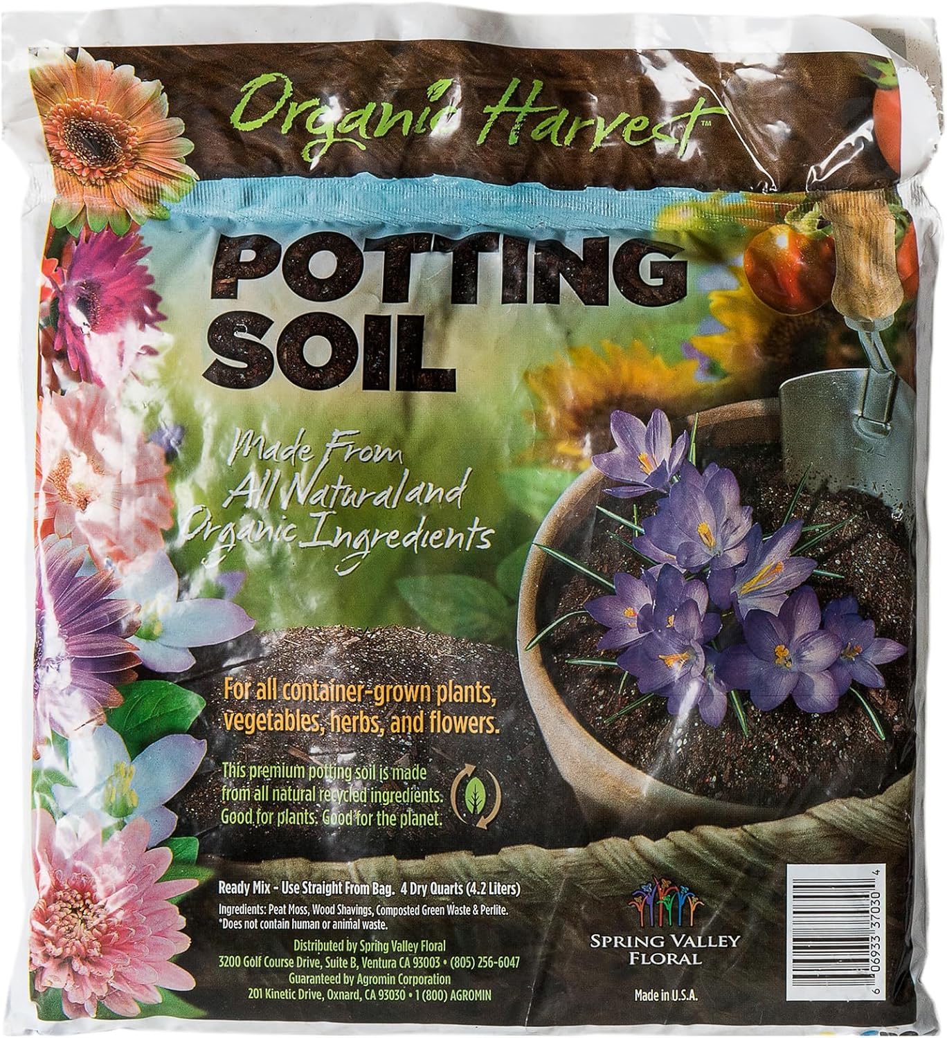 SuperMoss 01999 Agromin Organic Recycled Green Material Potting Mix, 4 Quart, Natural