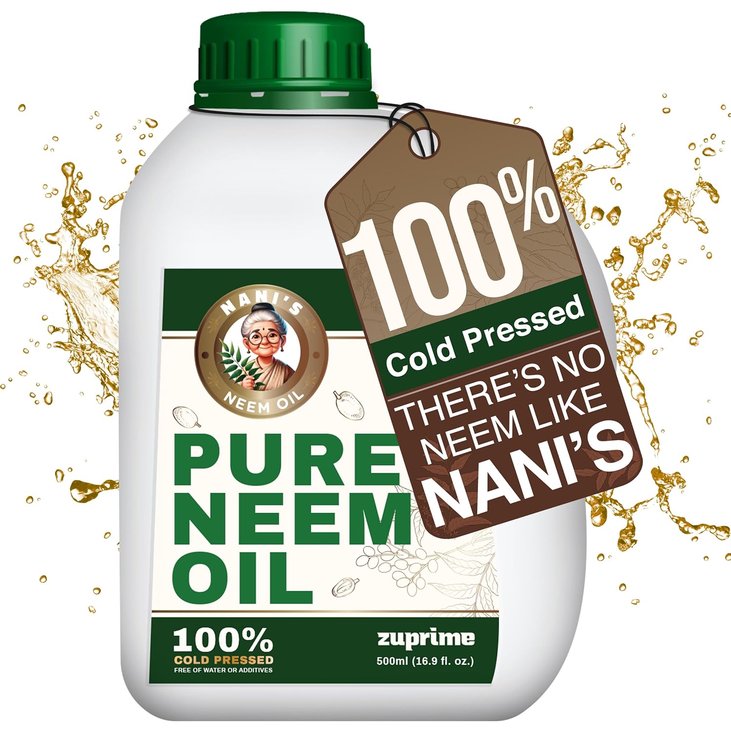 Nani’s Pure Neem Oil for Plants Concentrate – Dilute for Use as Organic Neem Oil Spray for Plants, Outdoor & Indoor Use – 100% Cold Pressed – Horticultural Enhanced Plant Health & Shine Need (17 oz)