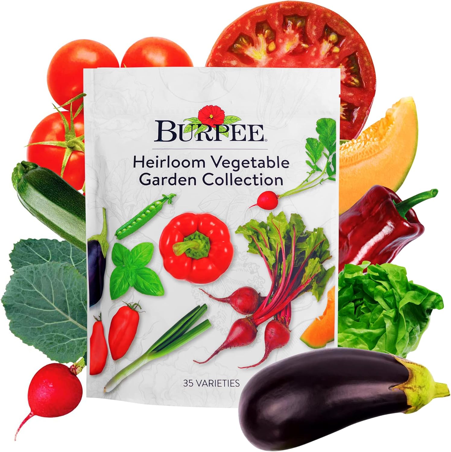 Burpee Heirloom Vegetable Seeds, Variety Pack with 35 Varieties of Plant Seeds, 30,000+ Garden Seeds – Mixed Non-GMO Seeds with Select Varieties of Lettuce, Beans, Tomatoes, Peppers, Squash and More