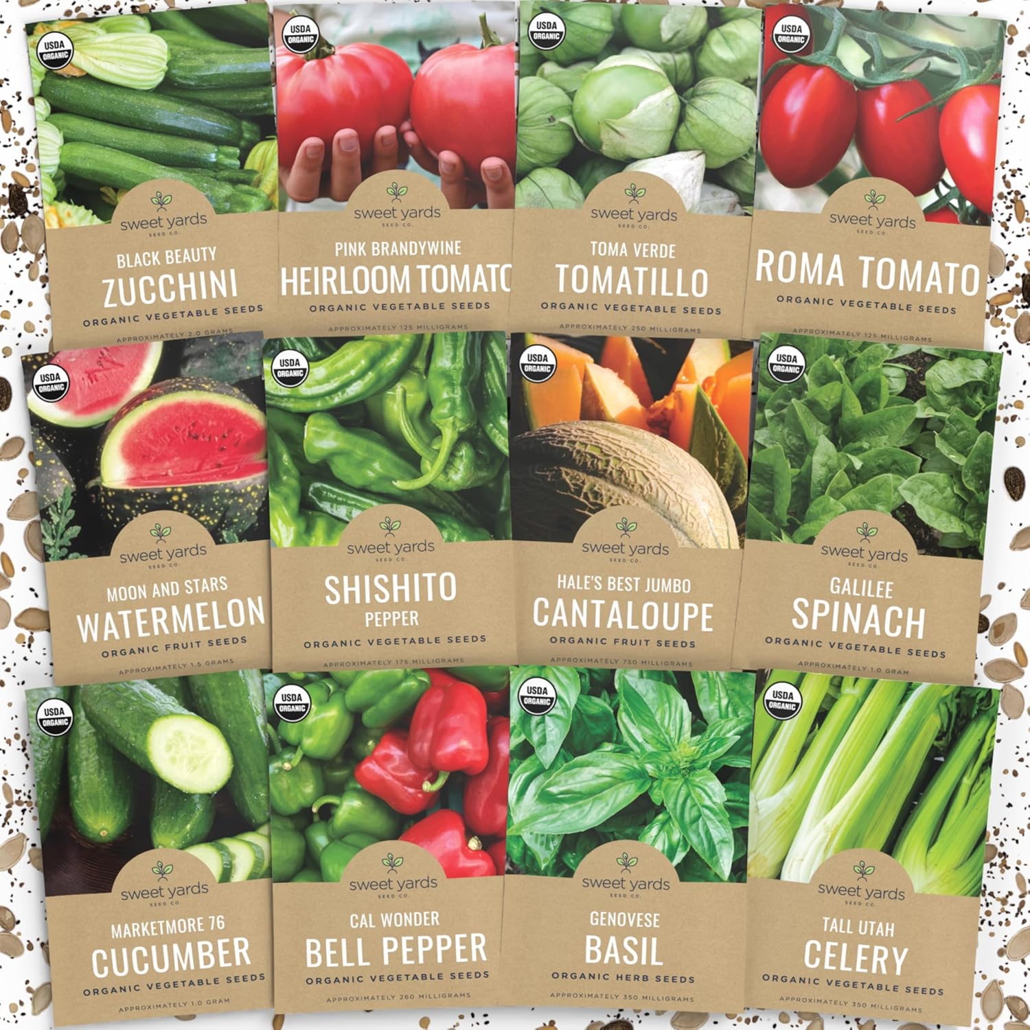 Organic Summer Seeds Variety Pack – 12 Individual Packs – 2026 Season – Basil, Tomatoes, Cucumber, Watermelon and More! for Indoor & Outdoor Planting (Non-GMO, Certified Organic)