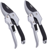 garden shears, Japanese scissors gardening tools, plant pruners for flower, rose, stem, fruit tree, florist cut fresh floral clippers, sharp pruning snips (Silver – 2 pack, 2)