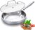 DELARLO Tri-Ply Stainless Steel Pan, 18/10 Frying Pan, Oven Safe Up to 600°F, Nontoxic Cookware, Compatible with All Cooktops Skillet, Durable, Fast Even Heat Fry Pan,12 inch Pan with Glass Lids