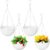 Bvrbaory 4 Pack 8 inch White Hanging Planters,Self-Watering Indoor Outdoor Plant Pots,Round Hanging Basket with Water Tray Metal Chain for Garden,Porch,Wall Decoration
