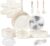 Chef Power Ceramic Cookware Set Non Toxic with Detachable Handles, Healthy Nonstick Pans and Pots Set 19 Pcs, Induction Dishwasher Oven Safe Kitchen Set, PFAS PFOA & PTFE Free, Cream White