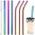 Vinaco Reusable Smoothie & Milkshake Straws, 0.5” Wide Stainless Steel, 10.5” & 8.5” Long, 6 Pack with 1 Cleaner