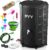 PYY Rain Water Collection Barrel – 100 Gallon Black Large Water Storage Tank with Spigots, Portable Rain Catcher to Collect Rainwater from Gutter, Plastic Rain Catchment System with Collapsible Bucket