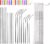 Lazycorner 16 Pcs Metal Straw Reusable 8.5″ 10.5″ 6mm Stainless Steel Straws for Tumblers 20oz-32oz, Silver Drinking Straws with Silicone Tips, 4 Straw Cleaner Brush, 1 Travel Case