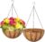 LCHUANG Hanging Baskets Planter for Plants – 2 Pack 12 Inch Metal Baskets with Coco Coir Liner, Hanging Flower Pots for Outside with Chain, Indoor Outdoor Garden Porch Decoration (12” Pack of 2)