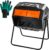 Hourleey Compost Bin Outdoor, 43 Gallon Dual Chamber Tumbling Composting Bin with Sliding Doors, Tumbler Rotating Batch Composter Bin for Garden Kitchen Yard