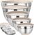 Umite Chef Mixing Bowls with Airtight Lids Set, 8PCS Stainless Steel Nesting Bowls with Grater Attachments, Non-Slip Bottoms, 5, 4, 3.5, 2, 1.5QT for Mixing & Serving