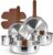 CAROTE 13 PCS Tri-Ply Stainless Steel Cookware Set with Detachable Handle, Pots and Pans Set, Induction Kitchen Cooking Sets, RV/Camping Cookware, Oven Safe