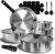 CAROTE Pots and Pans Set, Stainless Steel Cookware Set Detachable Handle, 15pcs Induction Kitchen Cookware Sets with Removable Handle, RV Cookware Set, Oven Safe, Mothers Day Gifts