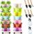 Umigy 2 Set of 7 Tier Vertical Planter Stackable Tower Planters Strawberry Herb Flower and Vegetable Pots Indoor Outdoor Gardening Pots with Removable Wheels and Tools(Macaron)