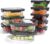 10-Pack Glass Food Storage Containers with Tempered Lids – Borosilicate, Airtight, Oven-Safe (-4°F~950°F), BPA-Free, 4.4 & 1.6 Cup, Leak-Proof, Dishwasher Safe (Gray)