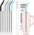 40 oz Straight Metal Straws for 40 oz Stanley Tumbler, 6 Pcs Stainless Steel Reusable Drinking Metal Straw with Colourful Silicone Tips,Straw for Glass Cups, BPA FREE