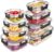 Liuruiyu 8 Pack Glass Food Storage Containers with Lids, Meal Prep Containers, Airtight Bento Boxes with Leak Proof Locking for Microwave, Oven, Freezer and Dishwasher, BPA Free