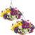 2 Set Artificial Outdoor Flowers with Hanging Baskets,24 Pcs UV Resistant Faux Petunias Flowers with Hanging Planter for Front Door Porch Spring Outside Decor (2, White,Yellow,Purple,RedViolet)