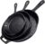 Cast Iron Skillet 3-Piece Set – 12″, 10″, 8″ Heavy Duty Pans – Professional Restaurant Chef Quality Pre-Seasoned Pan Cookware Set