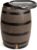 RTS Home Accents Premium 55-Gallon Rain Barrel with Removable Lid, Flat Back Rain Water Collection Barrel, Woodgrain with Black Stripes