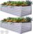 YITAHOME 8x4x2ft 2pcs Large Raised Garden Bed Kit, Galvanized Metal Planter Box with Gloves, Ground Nails & Safety Rubber, Outdoor Above Ground Planters for Plants Vegetables Flowers, Silver